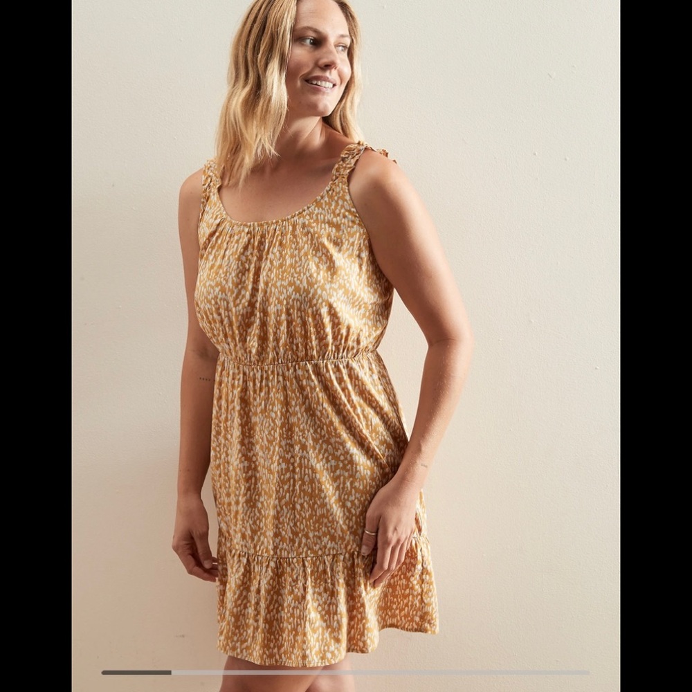 Yellow Patterned Sleeveless Dress